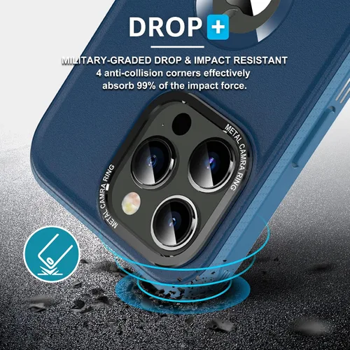 Vista 3 de WINTONG Funda magnética compatible con iPhone 14 / iPhone 13 con protector de vidrio, protección contra caídas de grado militar, resistente a prueba