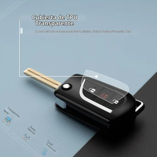 Vista 2 de Compatible con Toyota Corolla Funda para Llavero Negro con Tapa Flip Cadena de Llave para Coche Protector CHR Camry rav4 Corolla iM Accesorios