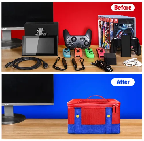 Vista 5 de Larstylee Funda de transporte para interruptor, funda de transporte de almacenamiento compatible con Nintendo SwitchSwitch OLED, funda protectora