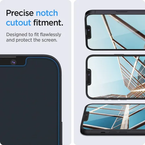 Vista 5 de Spigen Protector de pantalla de vidrio templado [GlasTR EZ FIT] diseñado para iPhone 13 Mini [compatible con fundas], paquete de 2