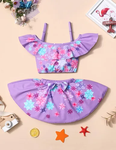 Vista 4 de Klurhn Traje de baño de dos piezas para niñas pequeñas