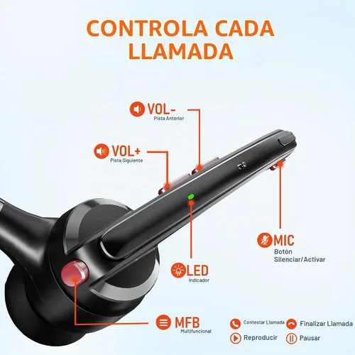 Vista 8 de Delton Auriculares mono para computadora 95X Bluetooth con estuche de carga