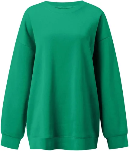 Vista 3 de Blczomt Sudaderas de gran tamaño para mujer, de manga larga, suaves, informales, cuello redondo, sin botones, de moda, color sólido, ropa de otoño