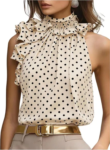 Vista 7 de SOLY HUX Blusa elegante con cuello halter para mujer Albaricoque puro