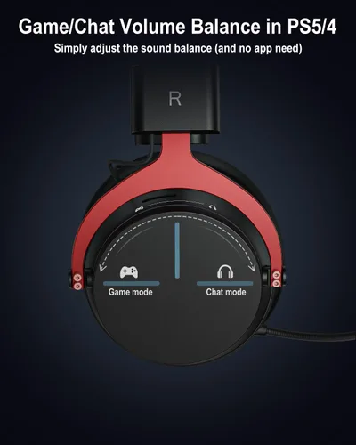 Vista 3 de Inwa Auriculares inalámbricos para juegos, con equilibrio de juegochat, sonido envolvente 7.1, orejeras suaves de proteínas, micrófono desmontable