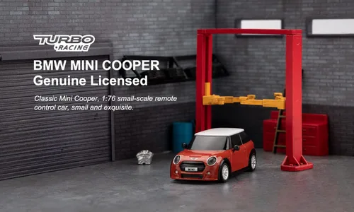 Vista 3 de 1:76 Turbo Racing Scale RC Sport Car, Carreras de mesa Control remoto Mini modelo de coche completo proporcional RTR Kit Juguetes (Baoma mini-rojo)