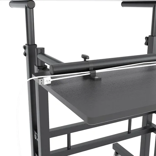 Vista 8 de sogesfurniture Escritorio móvil de pie para computadora portátil con ruedas, escritorio ajustable para computadora de pie o sentado, negro 101-BK