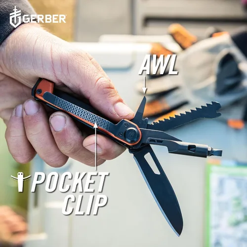 Vista 4 de Gerber Gear Armbar Trade 8-en-1 Multiherramienta - Cuchilla de 6.35 cm de borde liso, palanca, martillo - Equipo EDC y accesorios - Plata