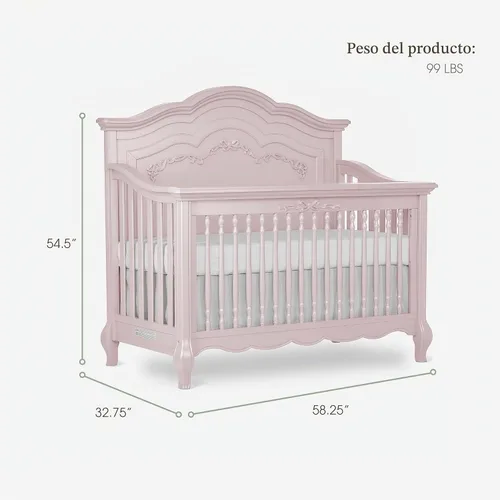 Vista 3 de evolur Aurora 5-in-1 Convertible Crib