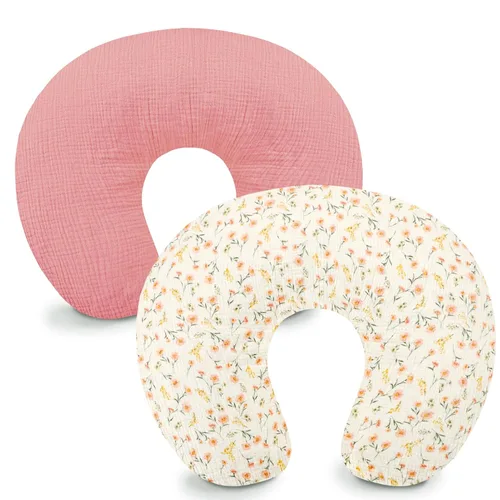 Vista 9 de Hooyax Juego de 2 fundas de almohada de muselina de lactancia, suaves y transpirables, fundas de lactancia para almohadas de lactancia, adorable Azul