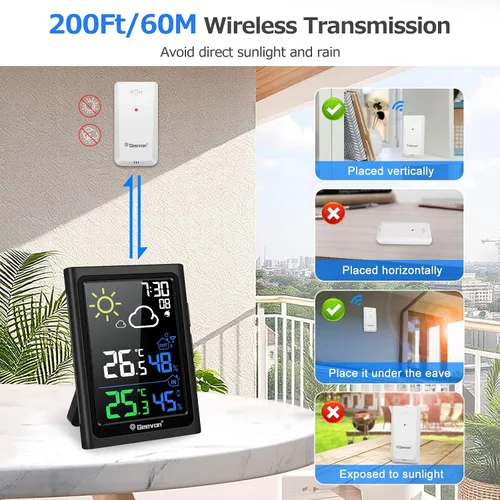 Vista 8 de Geevon Sensor remoto inalámbrico TX19 para exteriores 8646/23190/8688/8667/86258/86250/86268/86297/86275/86300/8614/86282/86278/86281 Termómetro