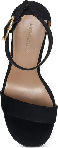 Vista 4 de Aerosoles Sandalias de tacón Lawrence para mujer, gamuza sintética negra, 12 ancha, negro (Black Faux Suede)