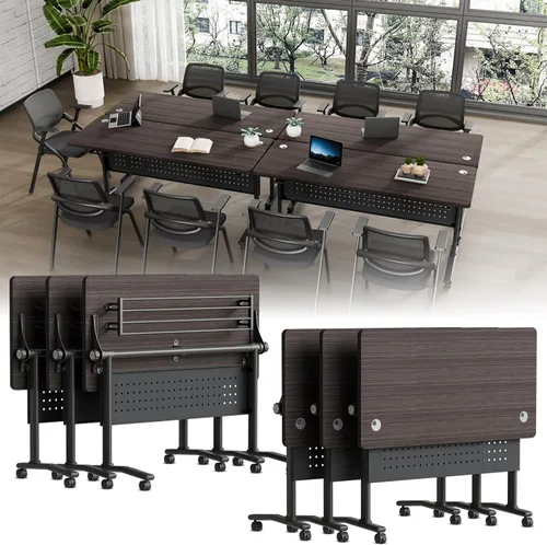 Vista 13 de Folding Conference Table with Wheels, Modular Foldable Conference Room Training Tables for Training Rooms, Flip Top Mobile Rolling Meeting Seminar