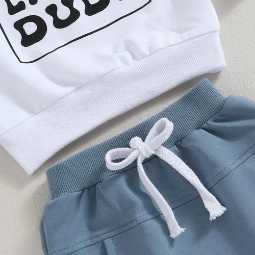 Vista 5 de Fladdswed Conjunto de 2 piezas de sudadera de manga larga para bebé niño pequeño + pantalones con cordón