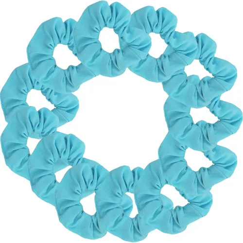 Vista 27 de Paquete de 12 ligas sólidas para el cabello (negro) One Dozen Matching Hair Ties, Soft Cotton Fabric, Gentle No-Crease Hold, Great for Teams