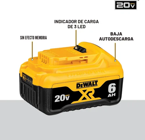 Vista 4 de DeWalt DCB206-2 20V máx 6.0Ah batería de ion de litio, 2