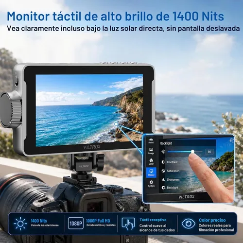 Vista 10 de VILTROX DC-550 Pro ii 5.5" 1400 Nits 4K60 HDMI 2.0 Monitor de cámara