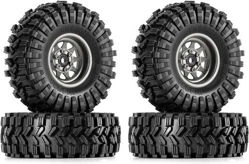 Vista 9 de Juego de ruedas Beadlock de 1.0 - 3.78 mm de desplazamiento para coche de oruga RC 1/18 1/24 Axial AX24 SCX24 FMS FCX24 TRX4M, Negro (W1004-T1014)