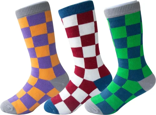 Vista 2 de Calcetines tobilleros de algodón a cuadros para niñas y niños pequeños unisex