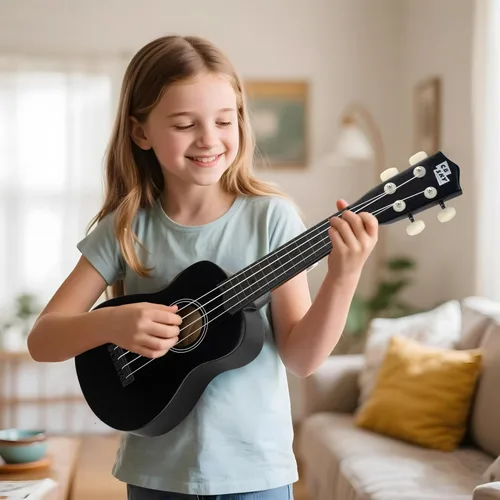 Vista 5 de Ukelele soprano 21"/53cm para niños, principiantes y estudiantes (negro)