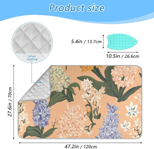 Vista 2 de Tablas de planchar de flores de cerezo que ahorran espacio con soporte de hierro de silicona que ahorra espacio, almohadilla de tabla de planchar