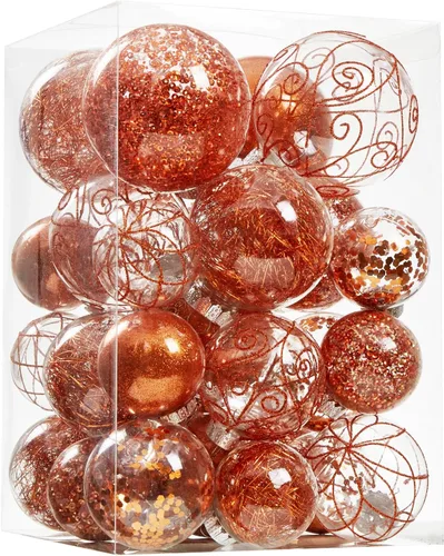 Vista 15 de Wironlst Adornos de bola de Navidad inastillables de plástico transparente grande, juego de bolas decorativas con relleno delicado