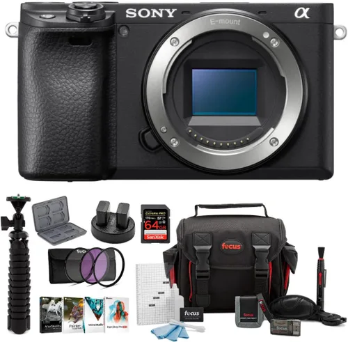 Vista 2 de Sony A6400 - Cámara digital sin espejo (solo cuerpo) con tarjeta SDXC de 64 GB de alta velocidad, kit de filtro, 3 baterías, cargador USB, Corel