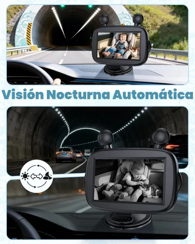 Vista 3 de Cámara HD 1080P de visión diurna y nocturna para bebé, fácil de instalar, cámara de asiento de coche de gran angular de 150° para visión completa