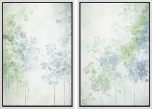 Vista 116 de IDEA4WALL Lienzo Enmarcado Impreso Arte de Pared Set Paisaje de Hojas de Palma de Selva de Mediados de Siglo Naturaleza Silvestre Ilustraciones Arte