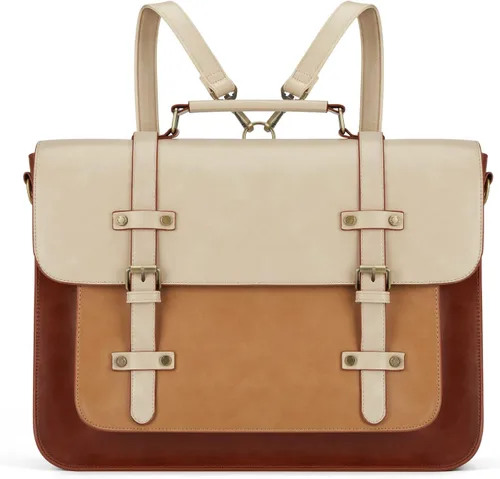 Vista 10 de ECOSUSI Bolsa de mensajero de cuero vegano para mujer, maletín de moda, bolso de mano para computadora