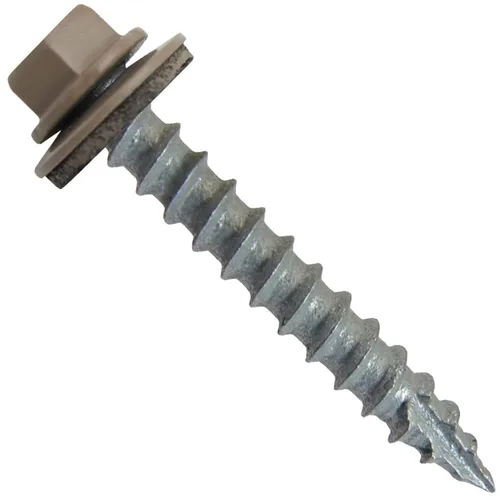 Vista 5 de Tornillos para techos de metal #14 (750) Tornillos x 1-1/2 "ABC Gris Arandela hexagonal Tornillo de techo de chapa metálica para techo.