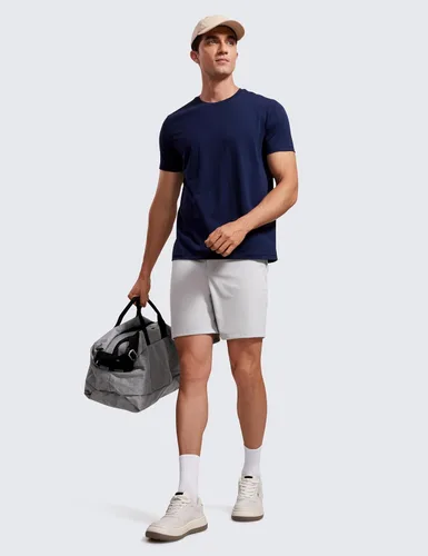 Vista 3 de CRZ YOGA Pantalones cortos de entrenamiento elásticos en cuatro direcciones para hombre, 7 pulgadas, suaves, duraderos, casuales, con bolsillos