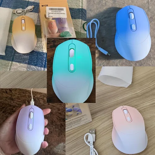 Vista 7 de Ratón inalámbrico Bluetooth de color degradado, doble modo, recargable, silencioso, delgado, portátil, (receptor BT5.2+USB), para laptop