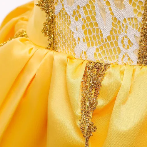 Vista 72 de FMYFWY Disfraz de princesa de Bella para niñas, disfraz de belleza y bestia, Halloween, Navidad, boda, cumpleaños (accesorios)