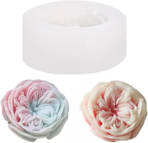 Vista 17 de 2 moldes para velas de flores de peonía, molde de jabón hecho a mano con flores 3D para fondant, hecho a mano, loción, barra, crayón, crayón 2