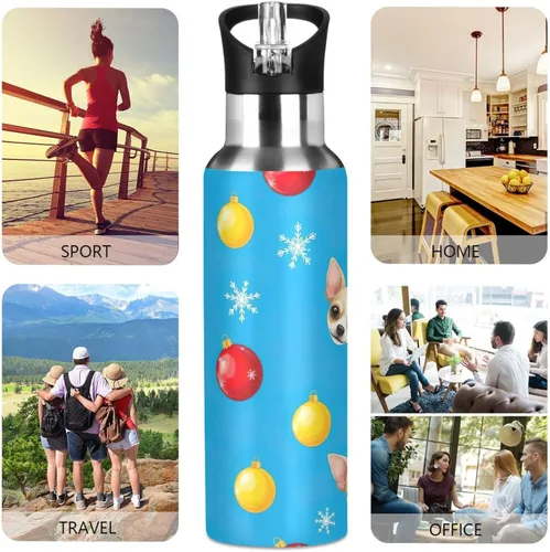 Vista 5 de Cute Dog Faces Stainless Steel Vacuum Insulated Water Bottle 20 Oz Leakproof Water Bottles, BPA-Free Sport Water Bottle