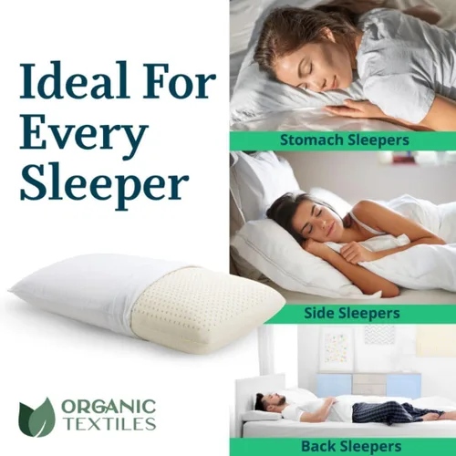 Vista 8 de ORGANIC TEXTILES 100% Talalay - Almohada de cama de látex con funda de algodón orgánico certificado GOTS (tamaño estándar, mediano), paquete de 1