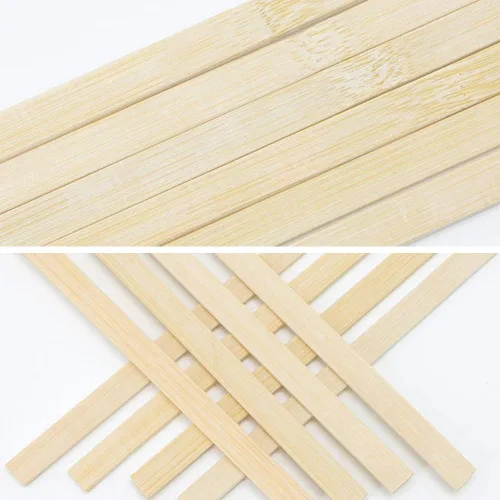 Vista 2 de 50 tiras de madera fina de bambú natural de 15.5 pulgadas de largo, palitos de balsa para manualidades, tablón de bambú para casa, aviones, barco