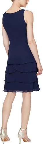 Vista 4 de S.L. Fashions Vestido tipo chaqueta con lentejuelas escalonadas adornadas para mujer (pequeño y regular), Púrpura