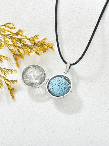 Vista 6 de KZX Collar difusor de aceite esencial para mujer, colgante de bola de aromaterapia, regalo de joyería para madres novias, 7 piezas de rocas de lava