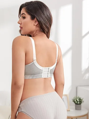 Vista 2 de Floerns Sujetador de maternidad para mujer con estampado de rayas para lactancia materna
