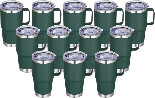 Vista 7 de Vaso térmico de acero inoxidable de 20 oz con asa, envase a granel, vasos termales metálicos aislados, taza de café de viaje con asa, vaso de doble