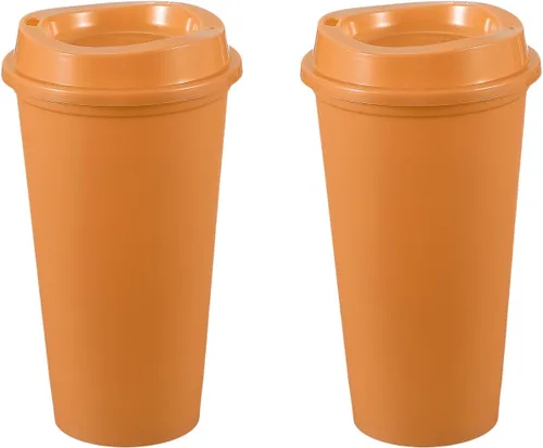 Vista 25 de uxcell 2 tazas reutilizables para café, 16 onzas, café de viaje, color azul Azul claro