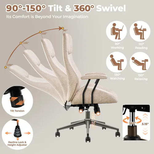 Vista 4 de ovios Silla ergonómica de oficina con respaldo alto, silla de computadora