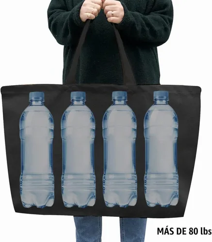 Vista 5 de Bolsa de lona grande, extra grande, para compras, playa, reutilizable, más grande, bolsa sólida lisa de 28 x 8 x 16 pulgadas