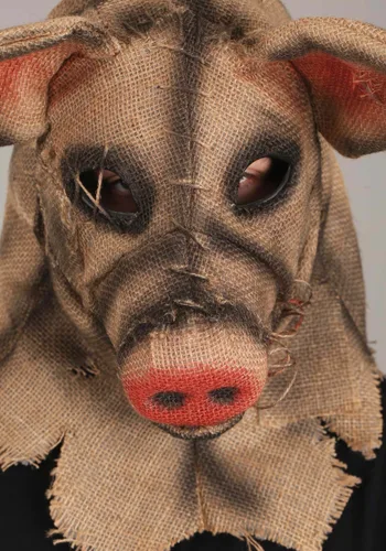 Vista 3 de Máscara de Espantapájaros Cerdo con Movimiento de Boca Multicolor