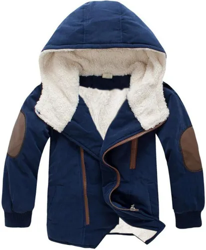Vista 9 de EISHOW Chamarras gruesas y cálidas con capucha de algodón y forro polar para niños, abrigo con cremallera de invierno