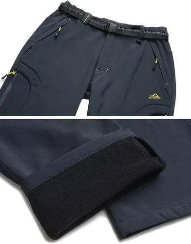 Vista 5 de MAGCOMSEN Men's Winter Pants 5 Zip Pockets Snow Ski Pants Fleece Lined Water Resistant Hiking Pants
