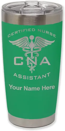 Vista 37 de LaserGram Vaso aislado al vacío de 20 onzas, asistente de enfermera certificada por CNA, grabado personalizado incluido (negro)