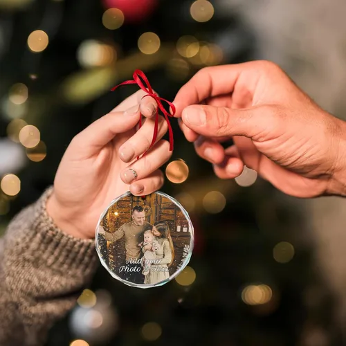 Vista 4 de Adorno de Navidad personalizado con foto, adornos de imagen personalizados para Navidad 2026, adorno colgante conmemorativo personalizado